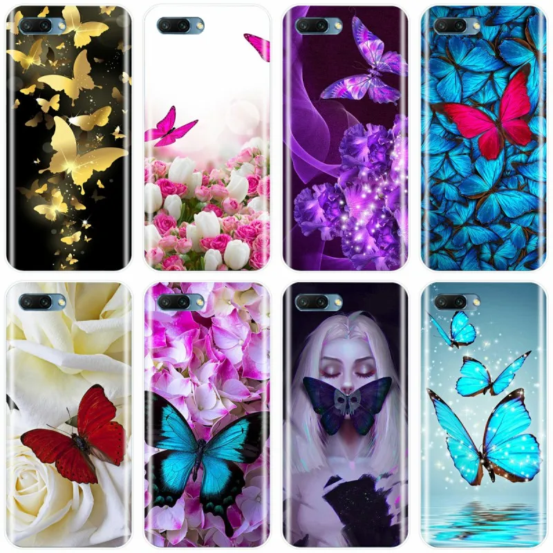 Чехол из мягкого силикона ТПУ с бабочками и белыми розами для телефона Huawei MATE 7 8 9