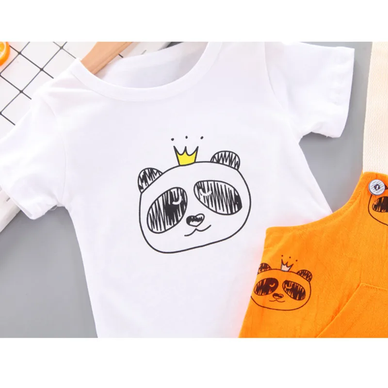 

New Summer Baby Girl Clothes Suit Children Cartoon T-Shirt Overalls 2Pcs/Set Toddler Casual Costume Boys Outfits Kids Tracksuits