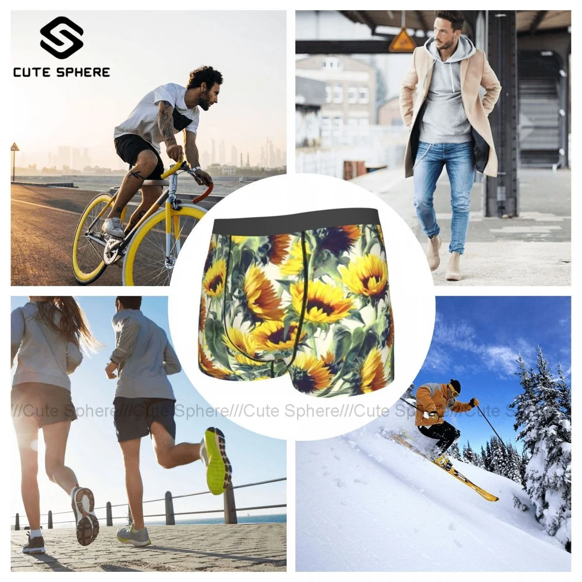 

Sun Underwear Male Print Stretch Trunk Sublimation Trenky Polyester Boxer Brief