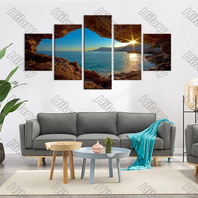 

Landscape Poster Mountain-Sunset Canvas Painting 5Pcs Wall Art Customizable Decoration for Living Room and Bedroom Frameless
