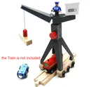 Башенный кран с 6 колесами, деревянный трек для поезда, железная дорога, аксессуары, совместимы с деревянным треком, развивающая игрушка сделай сам, подарок для детей