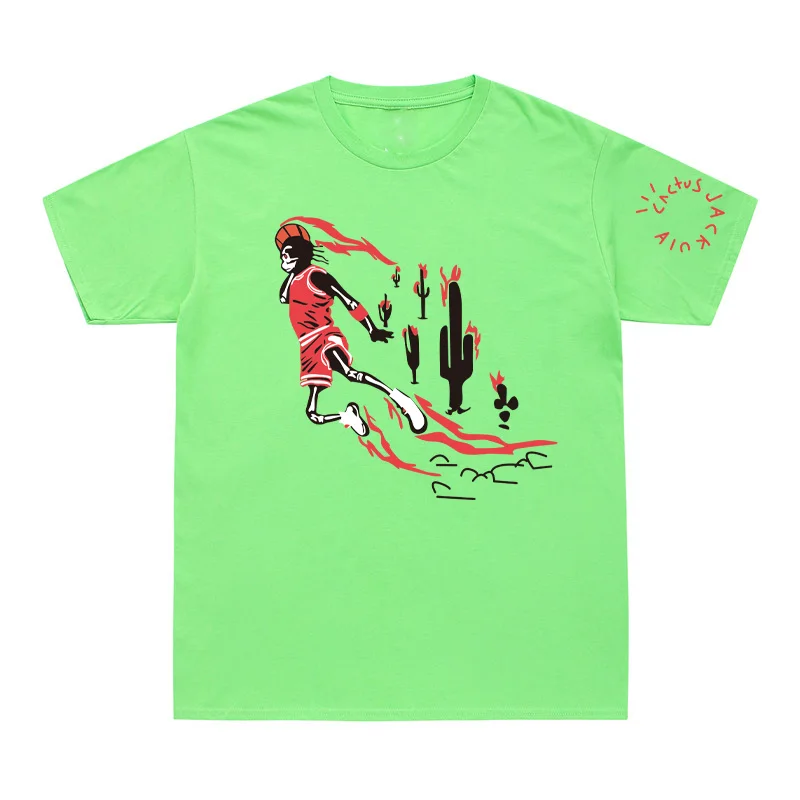

2021 Travis Scotts Hip Hop T-Shirt Cactus Jack Swag Print Funny T Shirts Jordan X Travis Scott Tshirts Men Cotton O-Neck Tops