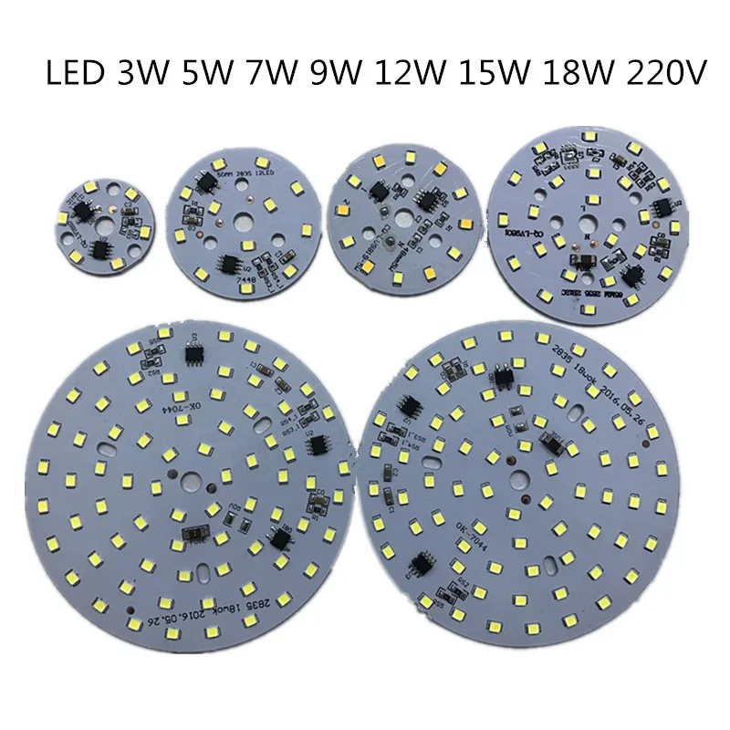 

SMD 2835 Lamp beads and PCB LED Light source Integrated Smart IC Driver 220V 3W 5W 7W 9W 12W 15W 18W Good For Blubss Downlight