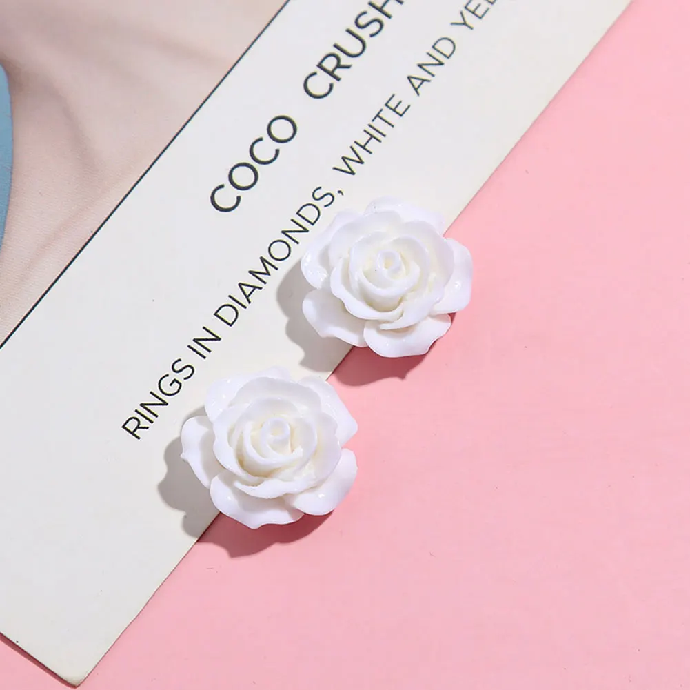 Лидер продаж модные роскошные черные и белые серьги в виде цветка розы