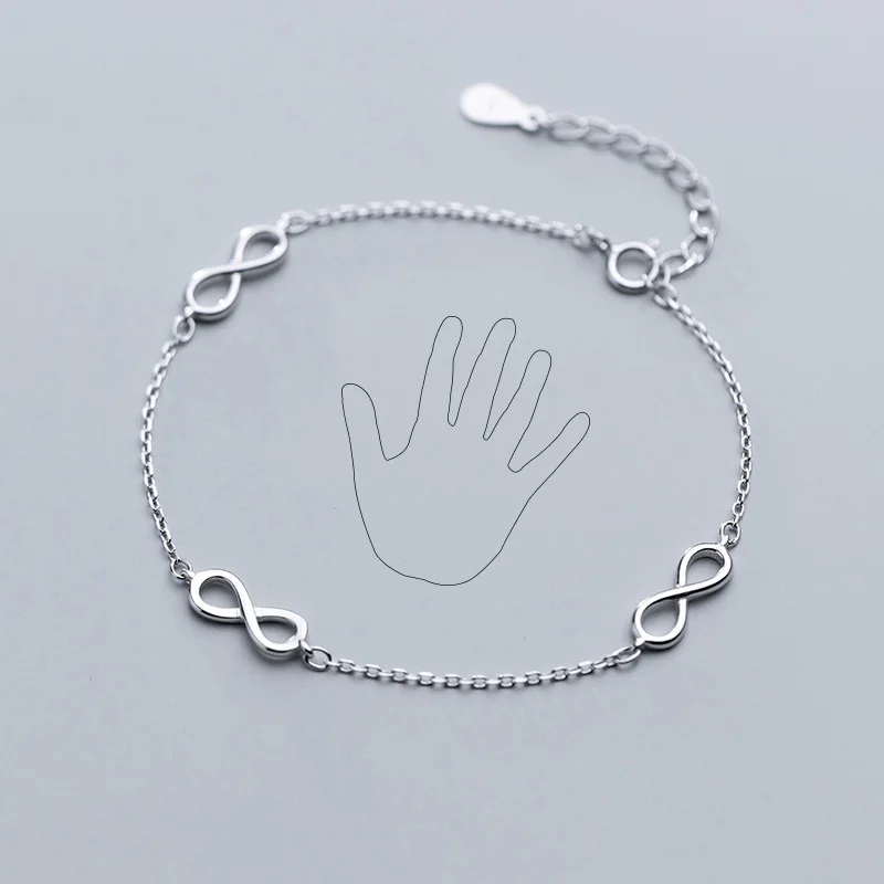 Bracelet Trustdavis Подлинная 925 пробы Серебряный минималистичный бесконечный Модный Браслет ножные браслеты для женщин девочек свадебные украшения подарок DS2262 - Окраска металла: Bracelet