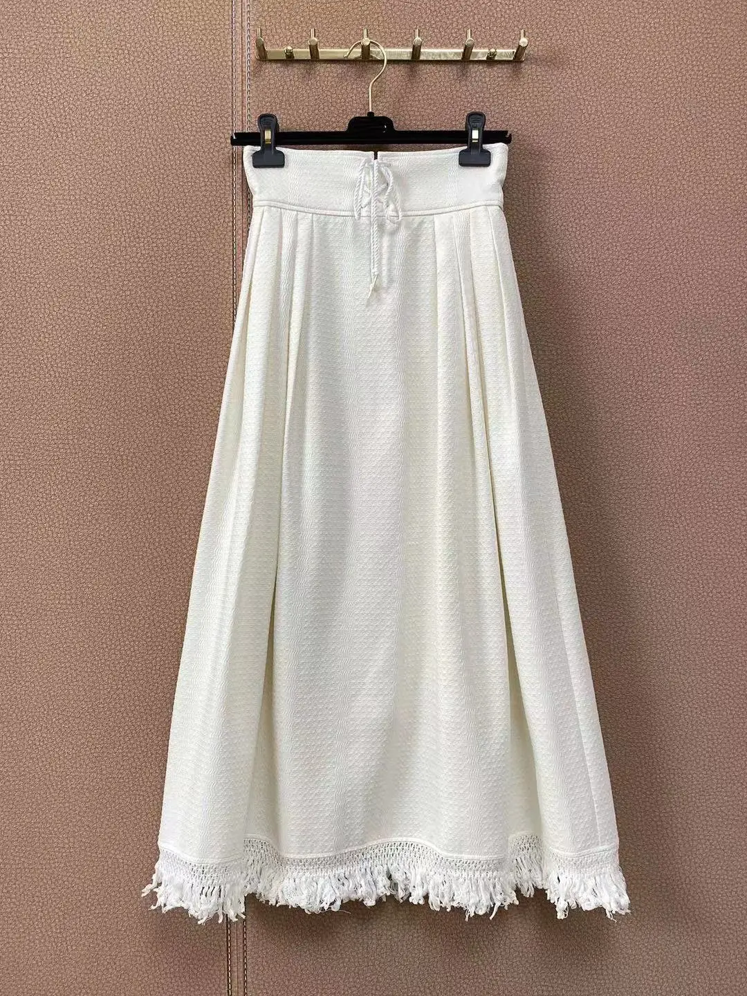 

Runway Skirt Women 2021 Spring Summer Brand Designer Long Skirt Female Tassel White Hot Sale Empire Skirts