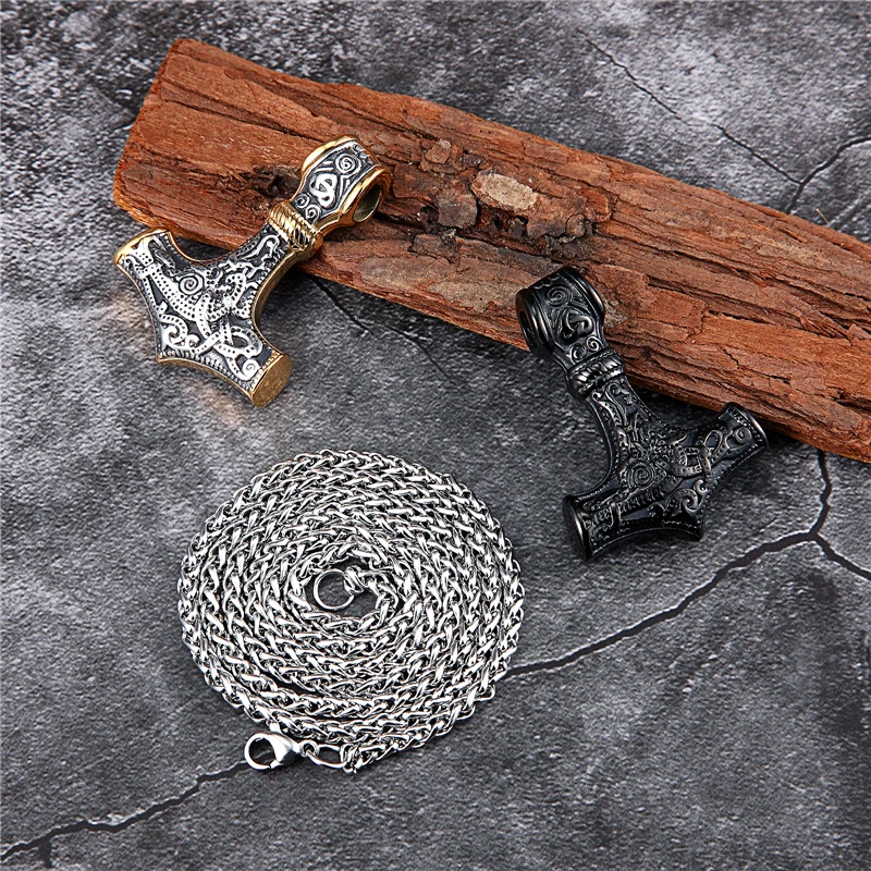 Бриллиантовый молоток якорь скандинавский амулет ожерелье золотой цвет