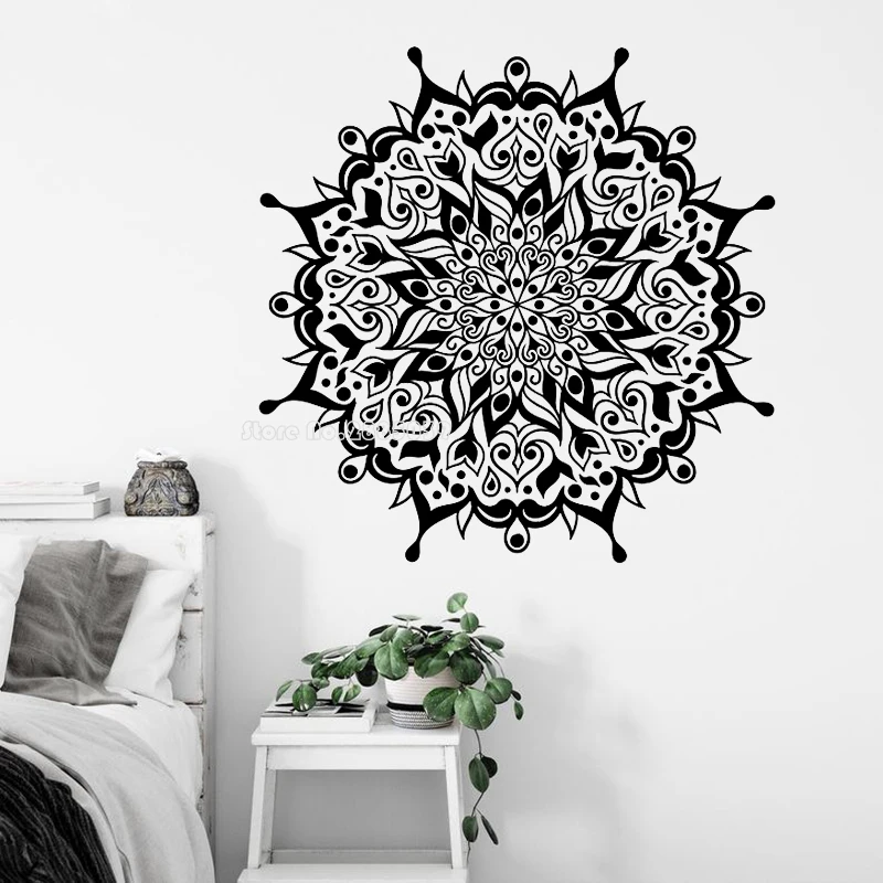 

Bedroom Vinyl Decal Murals Home Decoration Mandala Flower Wall Art Decals Mandala Pattern Bohemian Style Wall Art Decor LL373