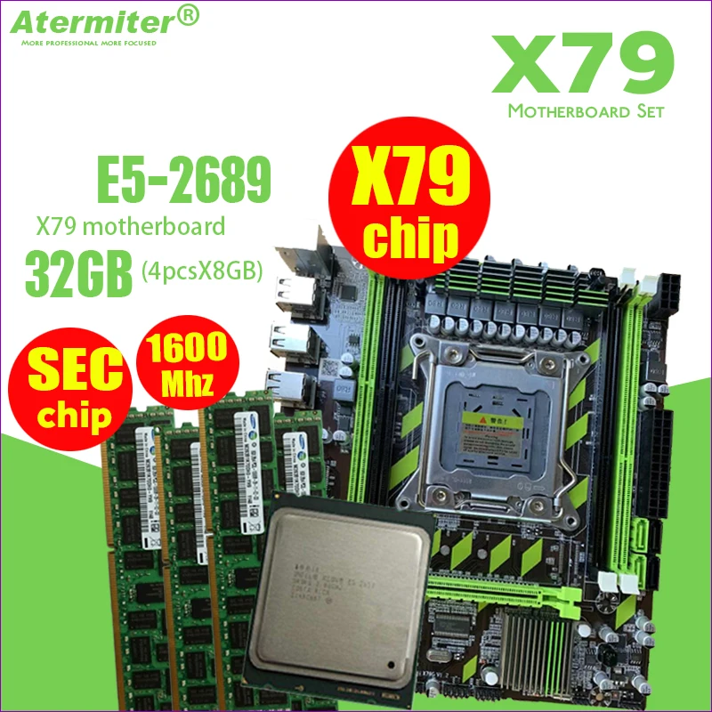 Atermiter X79 X79G материнская плата LGA2011 комбо E5 2689 Процессор 4 шт х 8 ГБ = 32 Гб DDR3 Оперативная память 1600 МГц PC3 12800R