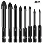 8 шт. 3-12 мм сверла Эффективный универсальный сверлильный инструмент Многофункциональный Крест YG6X твердый наконечник 14 дюйма шестигранный хвостовик профессиональный