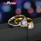 Кольцо ELSEMODE из нержавеющей стали с фианитом, 6 мм