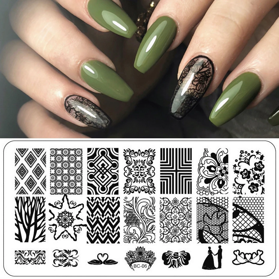 1 шт. пластина для стемпинга нейл арта шаблон кружева Цветочная линия изображения