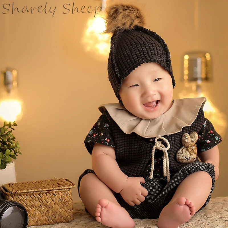 Baby Boy Girl Photo Shoot Hat+Pant Sets Clothes Infant Photography Cartoon Costume Birthday Party Wear Kids Photo Props