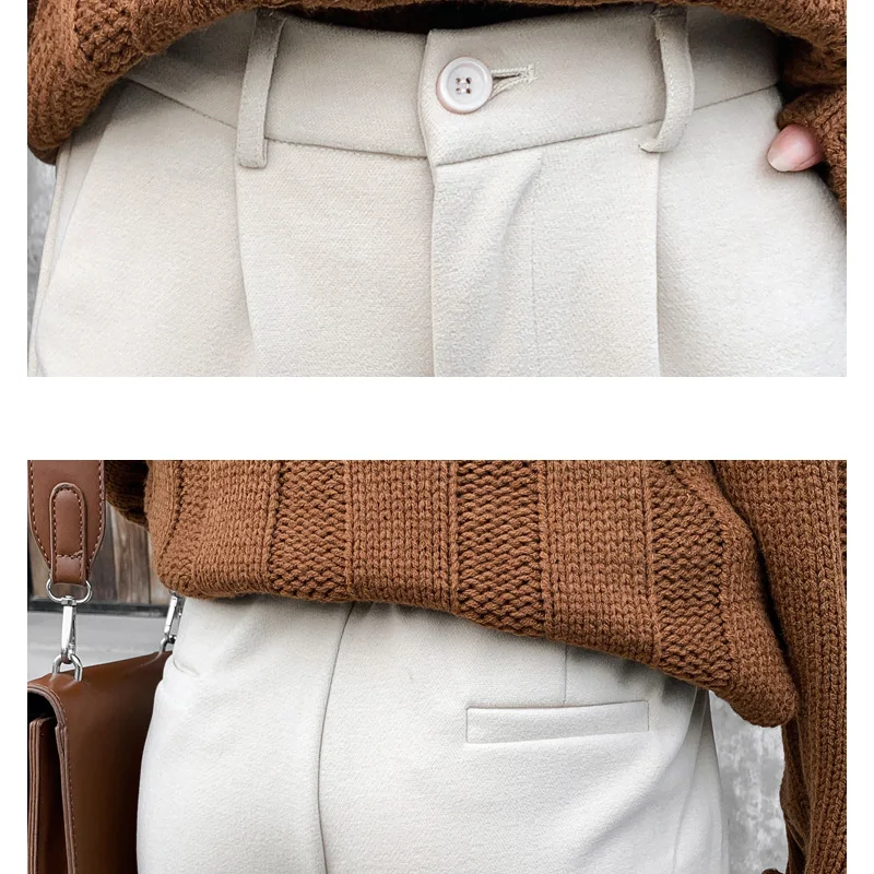 Осенние и зимние шерстяные шаровары женские прямые свободные штаны повседневные