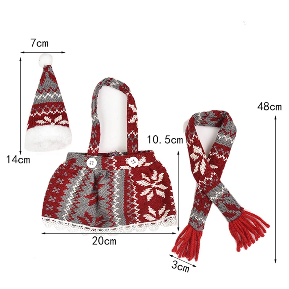 Рождественская юбка шапка шарф ткань сумка для упаковки шампанского праздничное