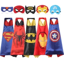 Kids Boys Superhero Cosplay Costume Cape + Mask Birthday Party Halloween Fashion One Size