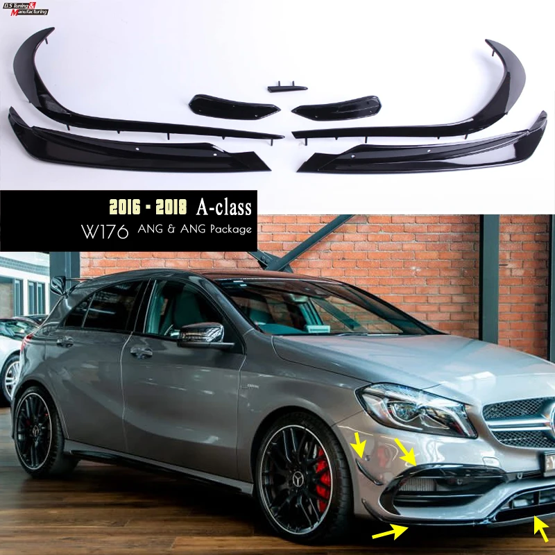 W176 ABS Передние бамперы губы 8 шт./компл. только для 2016 - 2018 A класс A45 ANG &amp упаковка |
