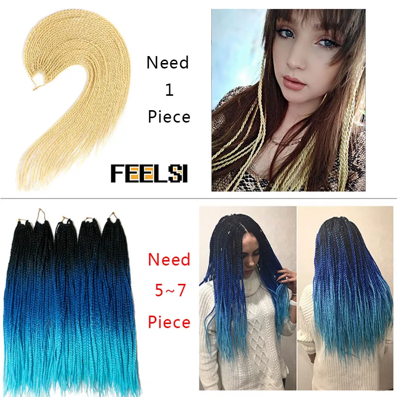 Сенегальские крученые волосы Омбре вязаные крючком косы 24 дюйма 30