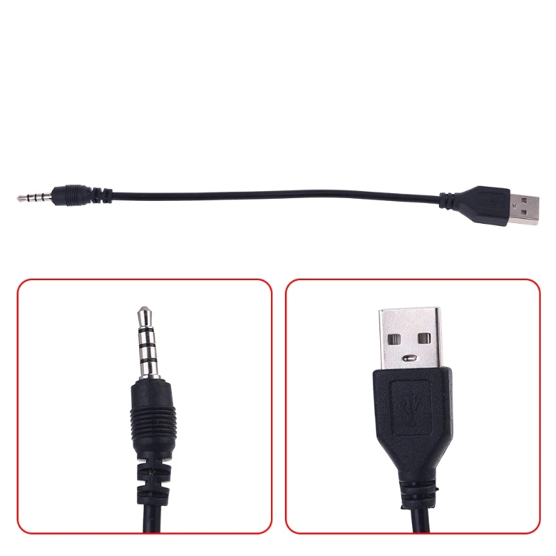 

USB Male to 3.5mm Stereo Headphone Jack Plug Cable For MP3 MP4 Black Hot K92F