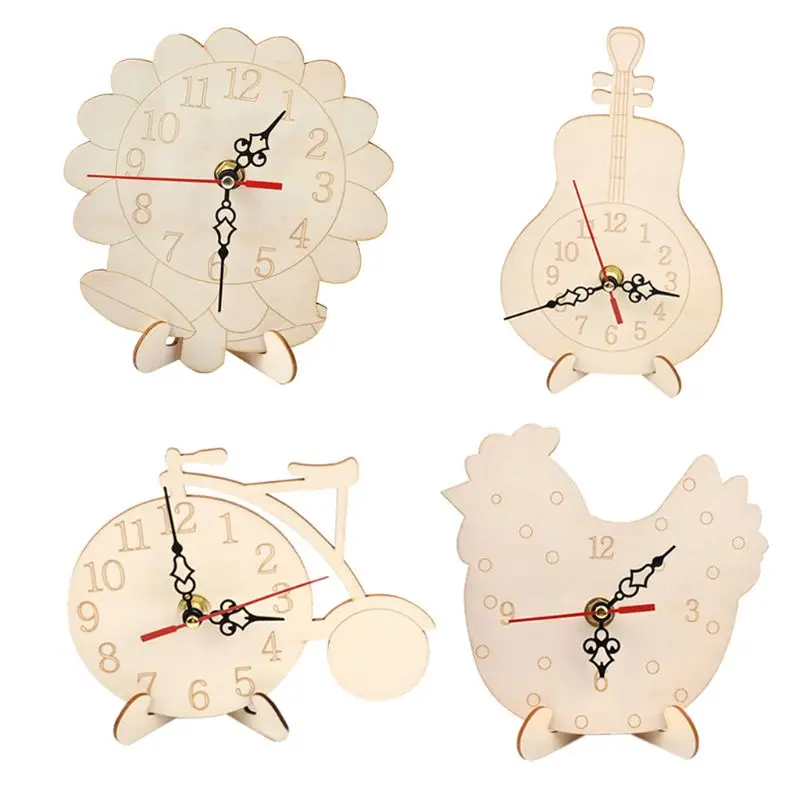 Модель часов деревянная белая без рисунка для детей DIY Ручная роспись