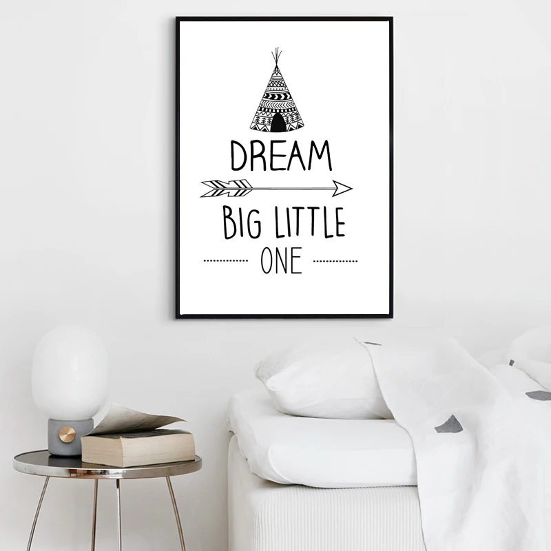 Черно-белая нордическая минималистская типография Цитата холст искусство