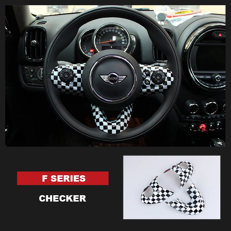 checker 3 шт. для MINI COOPER F54 F55 F56 F60 Countryman, Clubman рулевая панель мультимедийная Кнопка стикер Наклейка Обложка стикер чехол - Название цвета: checker
