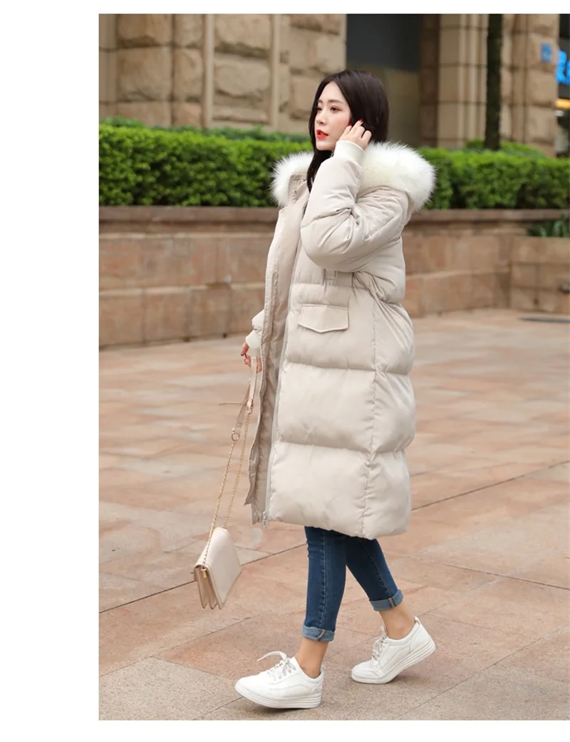 

Winter Hooded Warm Long Coat Women Casual Long Down Jackets Ladies Thicken Cotton Parka Plus Size Outerwear Korean Harajuku Coat