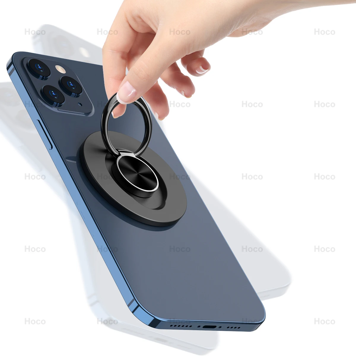 

Hoco Removable Magnetic Base For iPhone 12 Pro Max Strong Magnet Metal Base Plate For iPhone 12mini With Finger Grip Ring Holder