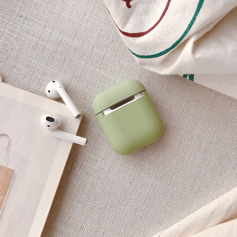 Простой чехол для наушников ярких цветов Apple AirPods 2 зарядный Air pods защитный |
