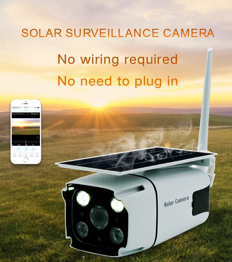 Wifi Солнечная камера 1080P IP 66 Водонепроницаемая беспроводная ip-камера ночного видения с датчиком движения двухсторонняя аудио уличная камера Веб-камера