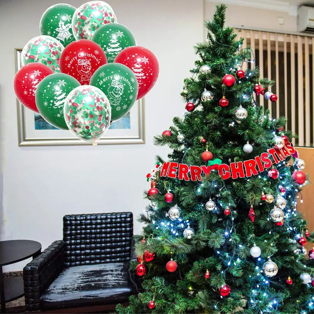 

60Pcs 12 inch Christmas Xmas Balloons Confetti Balloons & Latex Balloons for Christmas Party Decoration Supplies