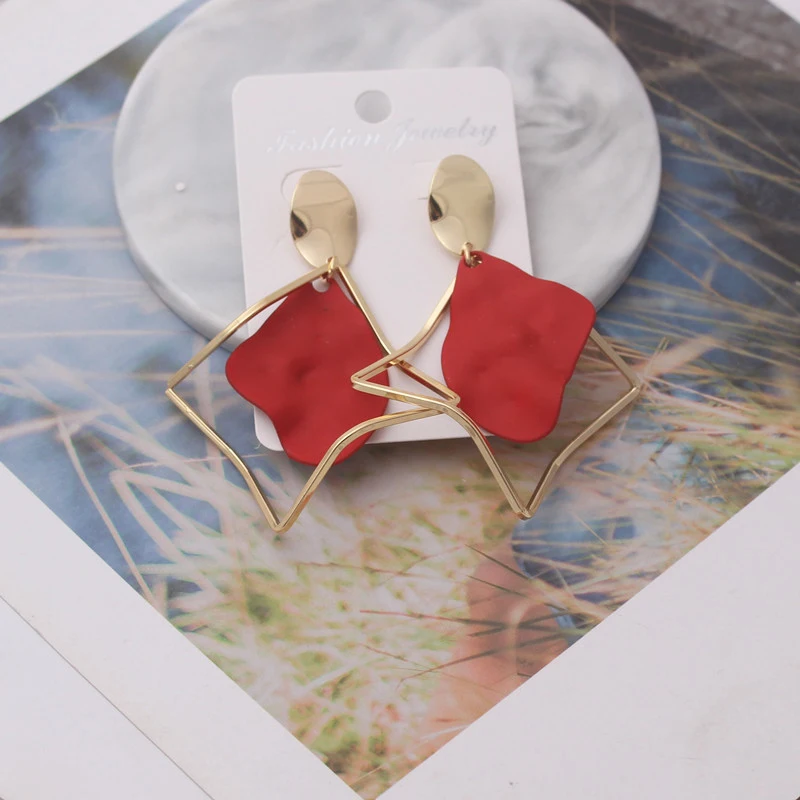 Новые корейские Женские Висячие серьги геометрические массивные металлические