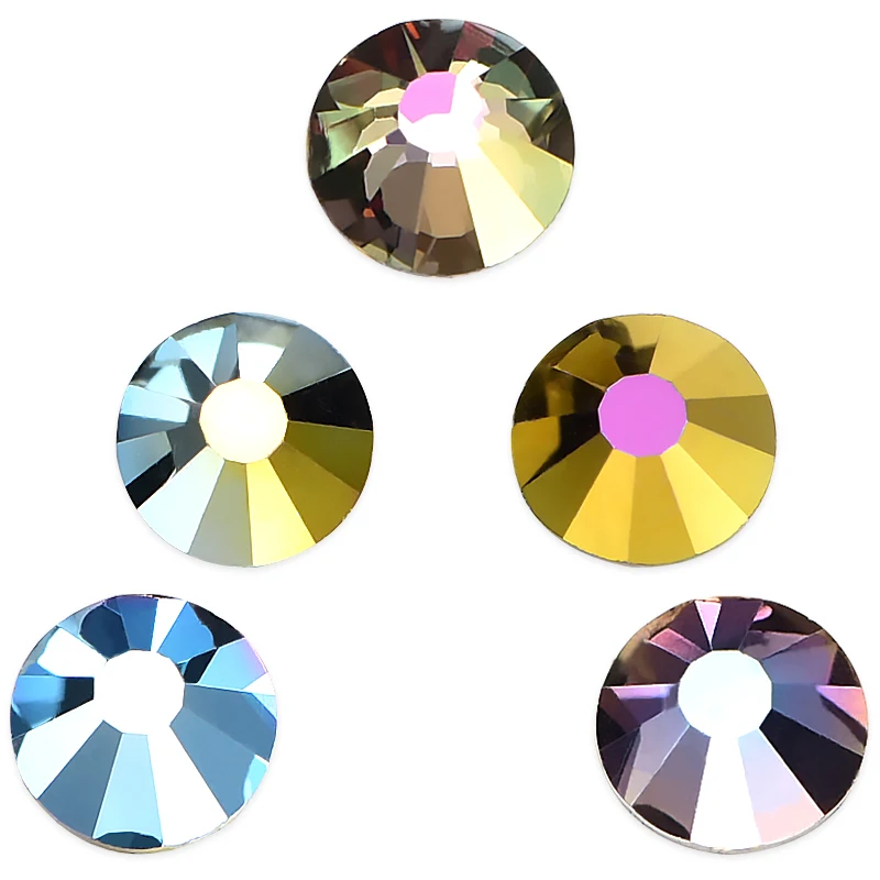 5 новых цветов блестящие стразы без горячей фиксации с плоским основанием для