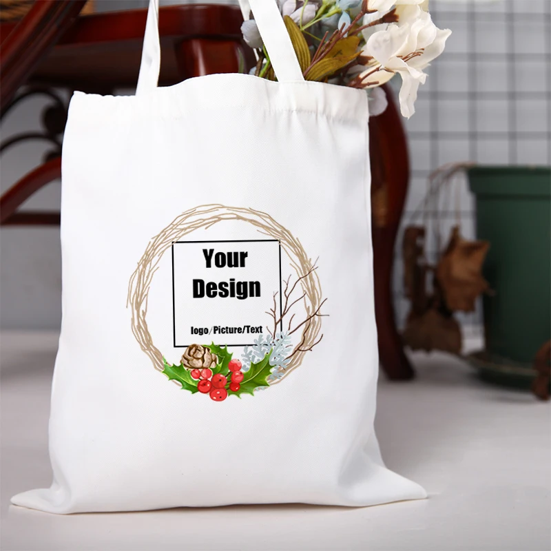 

Custom Christmas Bag Shoping Bags Shopping for Groceries Hand Designer Handbags Women's Tote Beach Canvas Shopper Shopping Bag