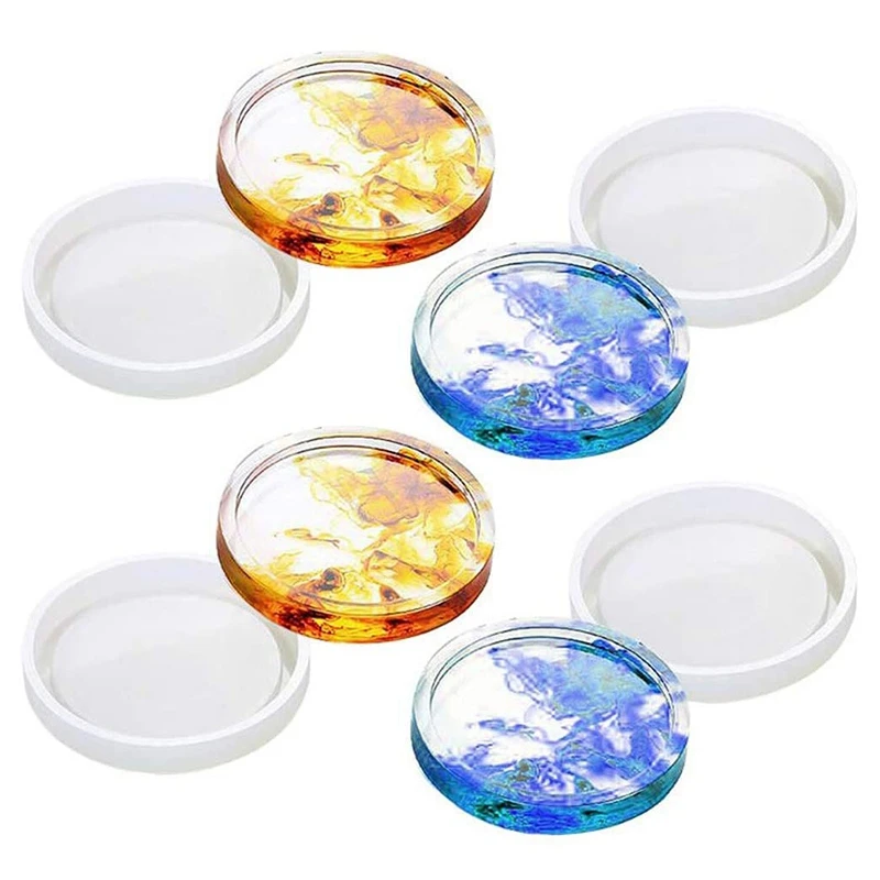 

8 Pack Round Silicone Coaster Molds,Clear Epoxy Molds For Casting With Resin,Concrete,Cement And Polymer Clay
