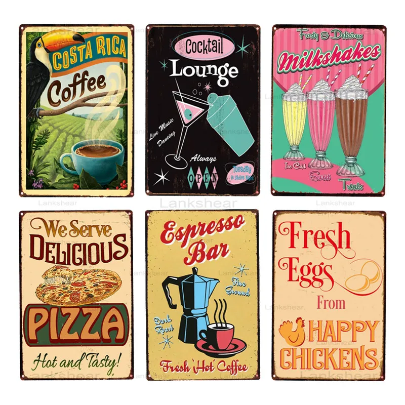 Еда яйца жестяная вывеска винтажная табличка рисунок для бара кафе дома