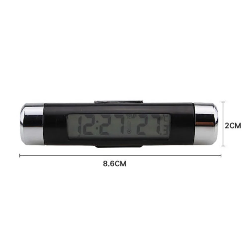 

2in1 Digital Thermometer Mini Car Outlet LCD Digital Blue Backlight Thermometer Clock Thermostat Measuring Instruments