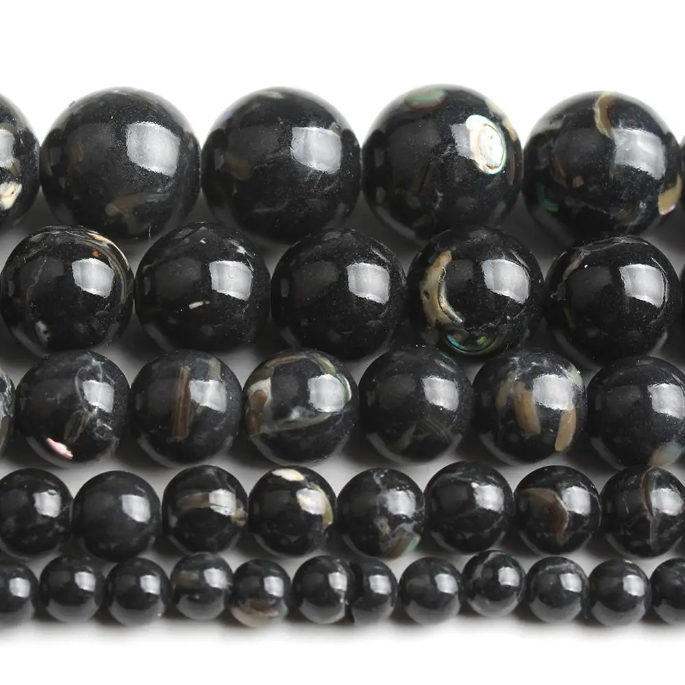 Круглые бусины из натурального черного говлита незакрепленные для изготовления