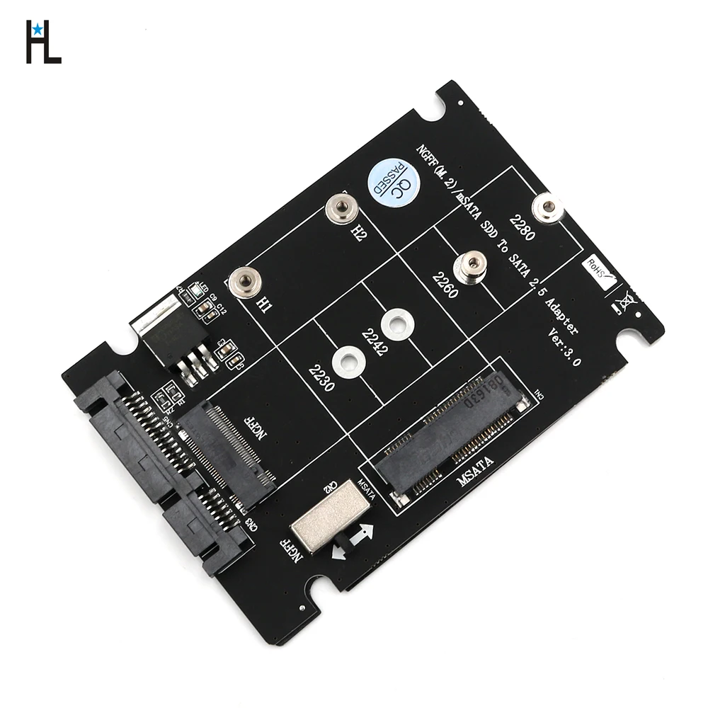 HL M.2 NGFF или mSATA SSD на SATA 3 0 адаптер конвертер карта Поддержка 2230/2242/2260 + Power LED|Платы