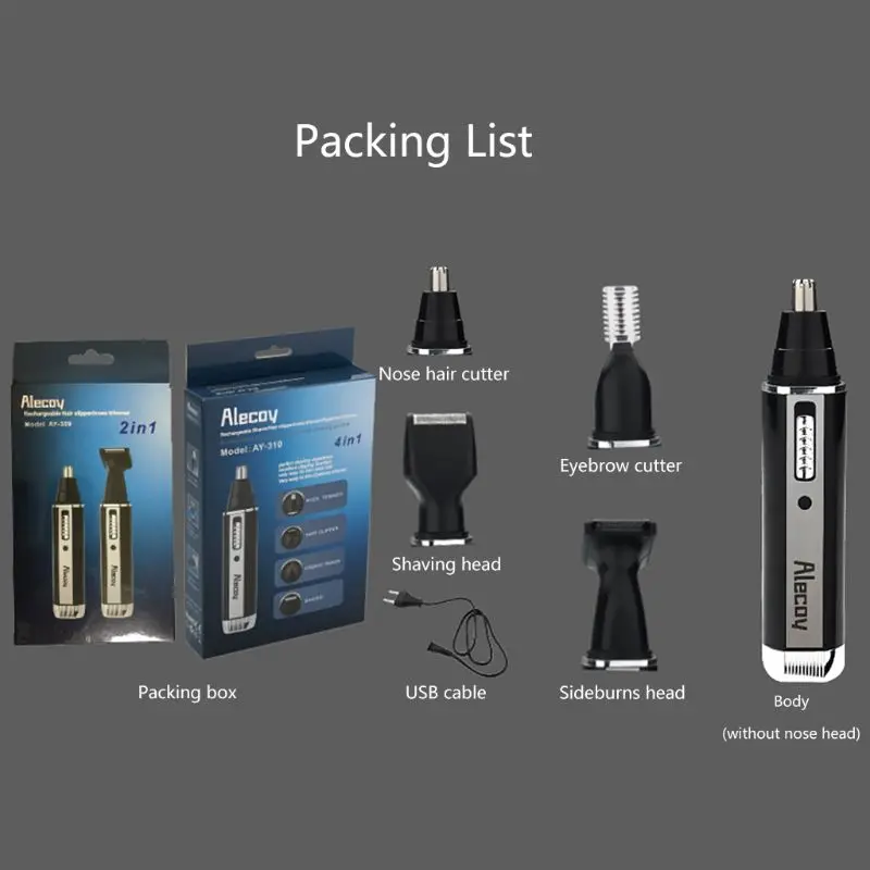 

USB Electric Nose Hair Trimmer Rechargeable Razor Repair Multi-function Hair Shaving Device A0NC