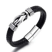 vintage all match mens cowhide bracelets for men stainless steel bracelet handmade jewelry wholesale