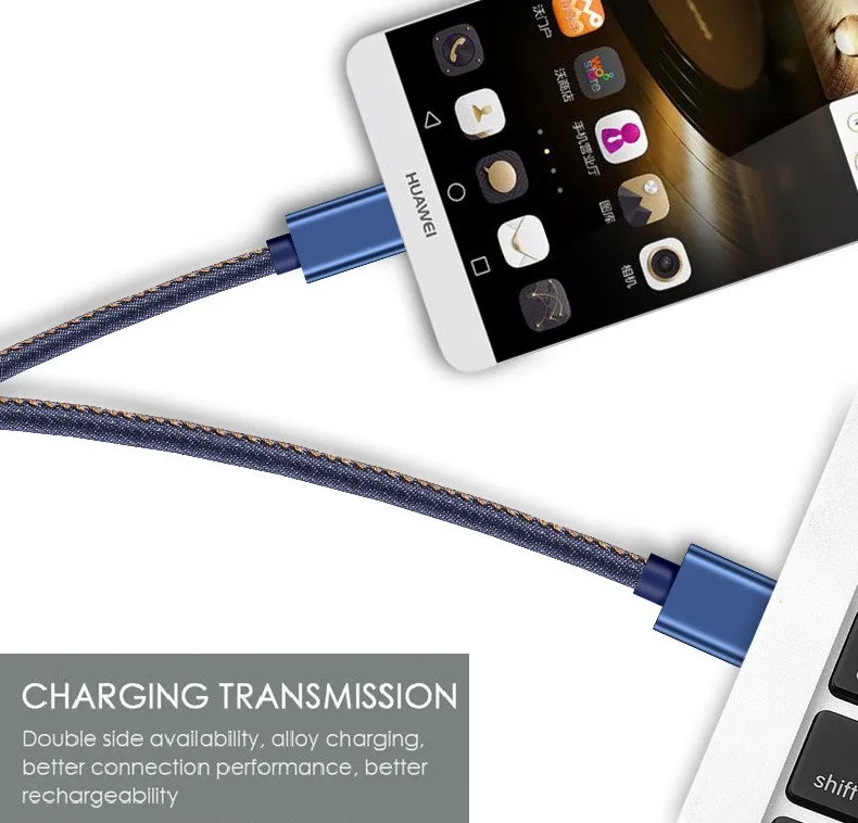 NOHON USB кабель Джинсовый Ковбой mi cro usb type C Быстрая зарядка USB C кабель для передачи данных для samsung S10 Xiaomi mi huawei кабель для зарядки телефона