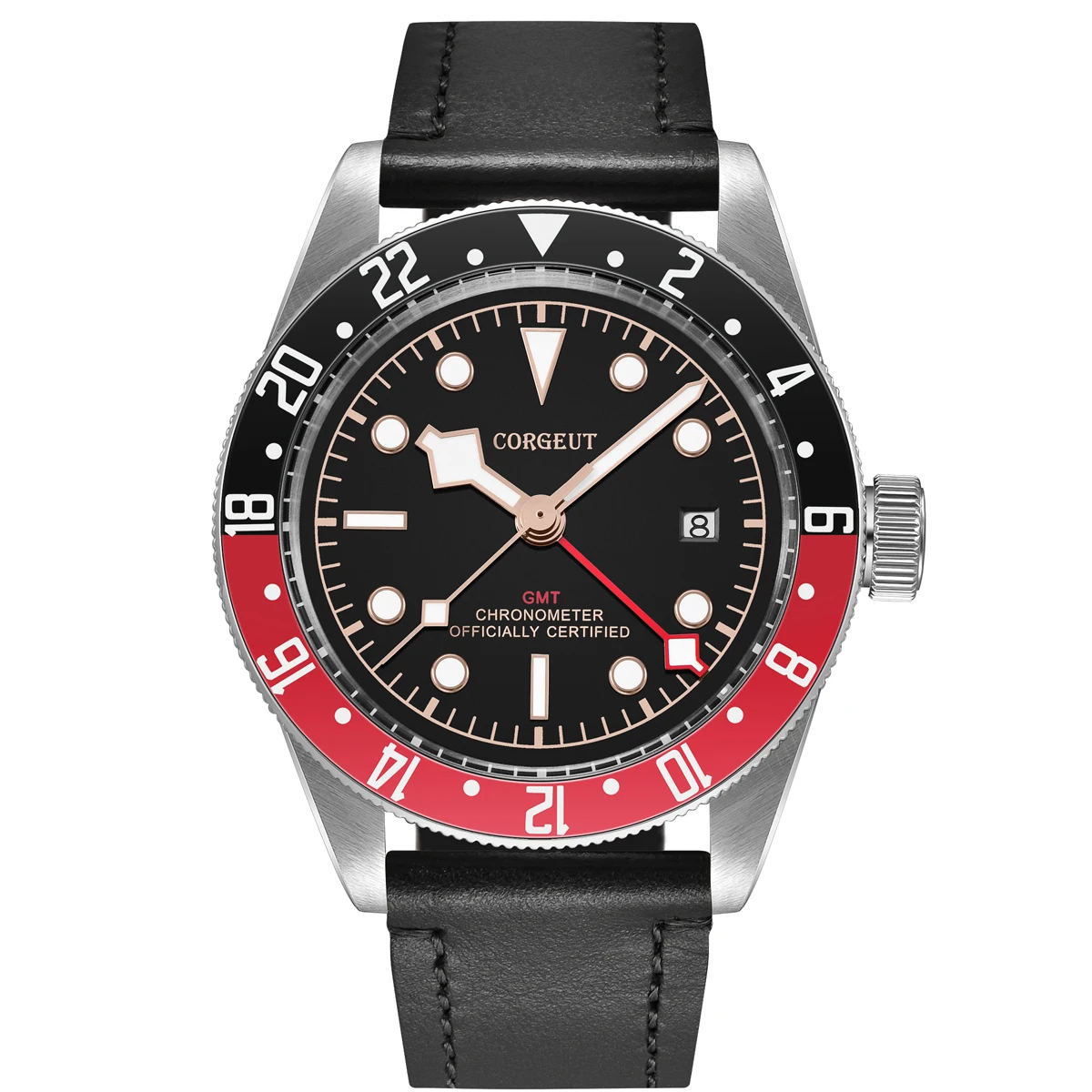 

Corgeut 41mm GMT mechanical wristwatches Automatic Movement Sapphire glass SS Waterproof Luminous Mens Watch