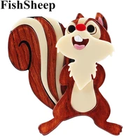 fishsheep new lovely squirrel acrylic brooches big resin cute animal brooch pins for women clothes scarf accessories lady gift