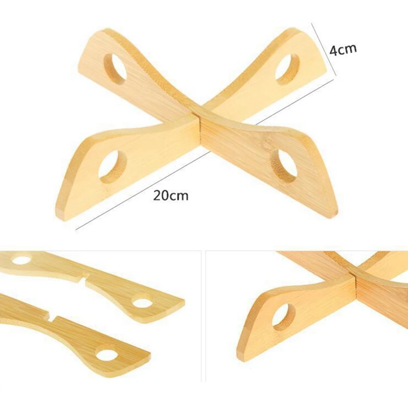 

1PC Bamboo Cross Tray Holder Rack Creative Kitchen Product Pot Soup Bowl Mat Pad Wood Bamboo Organizer Holders Hot Pot Pad Mat