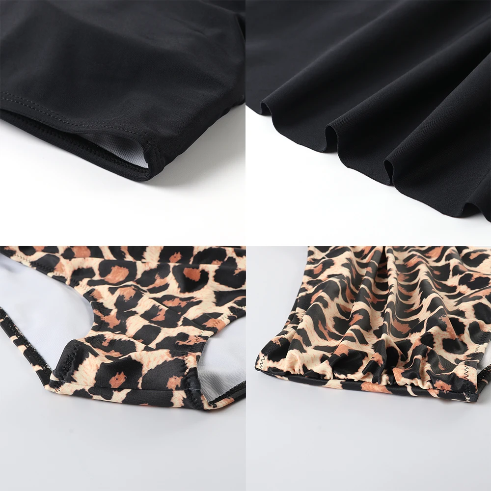 

Leopard Bikini 2021 Swimwear Women High Waist Swimsuit Sexy Tankini Hot Ruffle Bikini Set Plus Size Bathing Suit Solid Biquini
