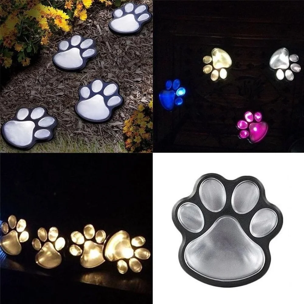 

Paw Print Led Lights for Garden Fairy Lights Holiday Wedding Party Solar Light Outdoor Pathway Decoration Christmas Decoration