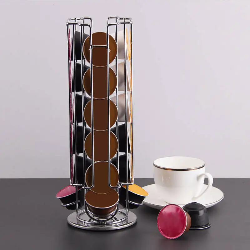 24 чашки вращающаяся подставка под капсулы с кофе металлическая стойка для