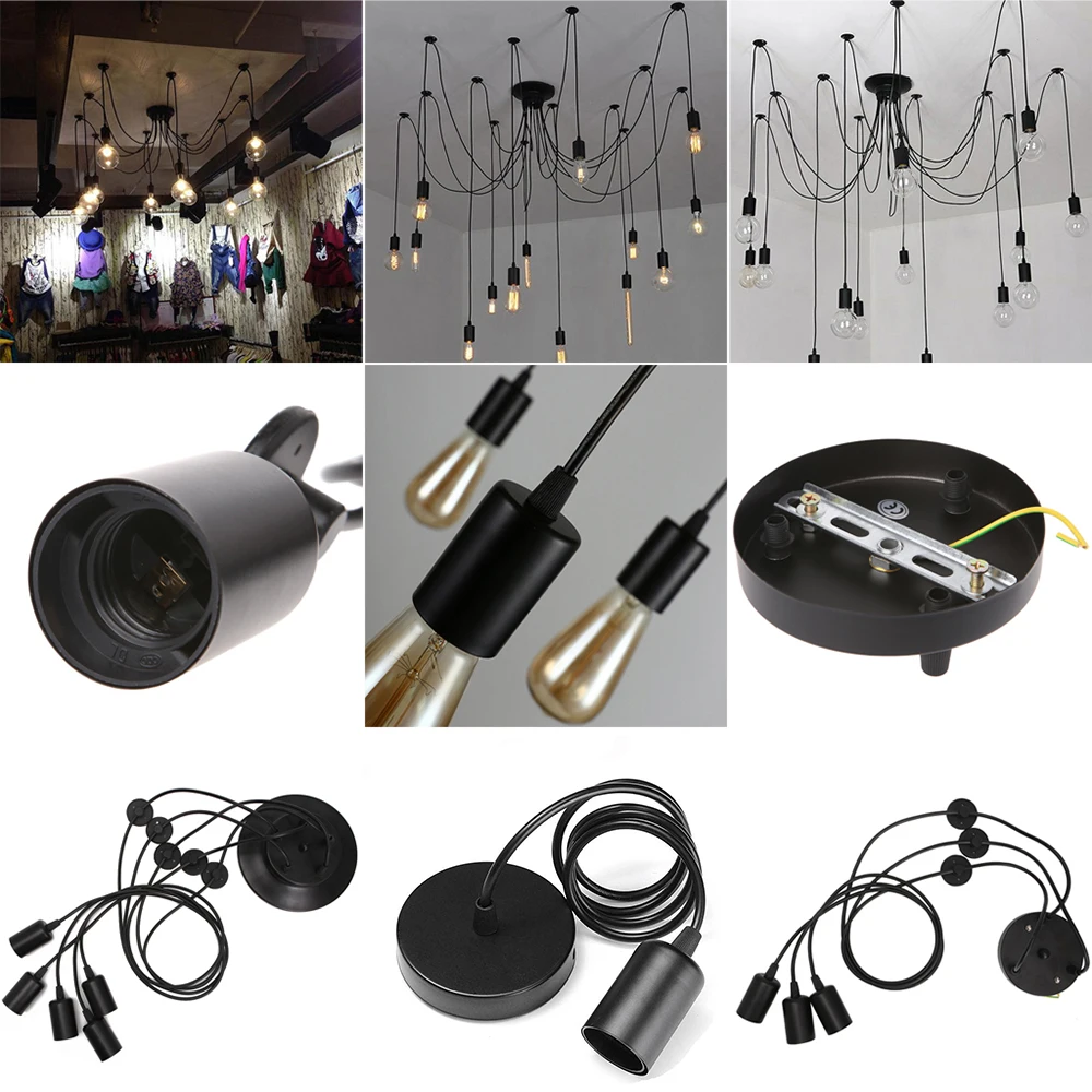 Винтажная Подвесная лампа в скандинавском стиле Е27 регулируемые подвесные