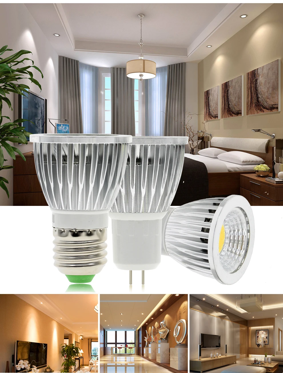 Светодиодный прожектор E27 GU10 GU5.3 AC85-265V/MR16 12V Высокая яркость COB 5 Вт белый/теплый белый свет лампы